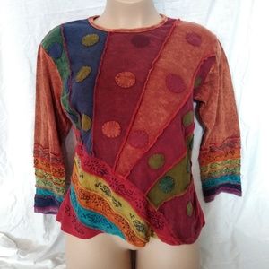 COLORFUL BOHO TOP NWOT size L